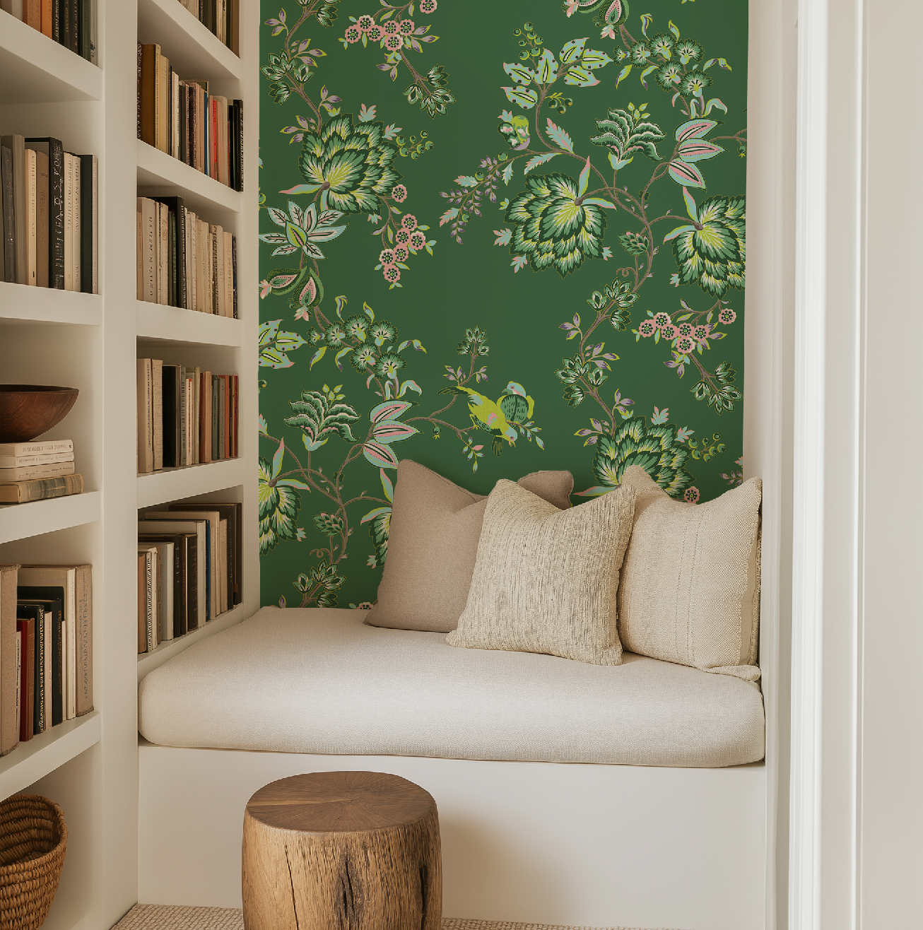 Bohemian Vines in Green - Wallpaper