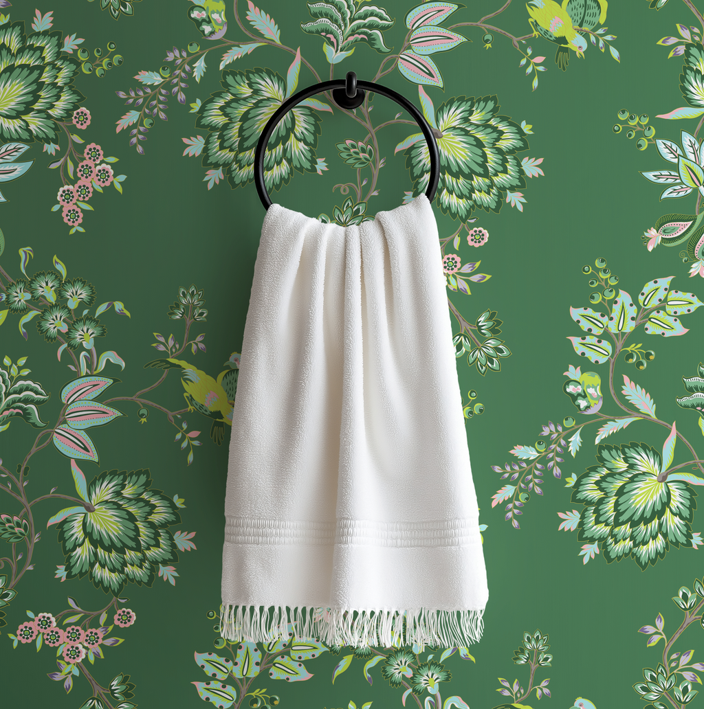 Bohemian Vines in Green - Wallpaper