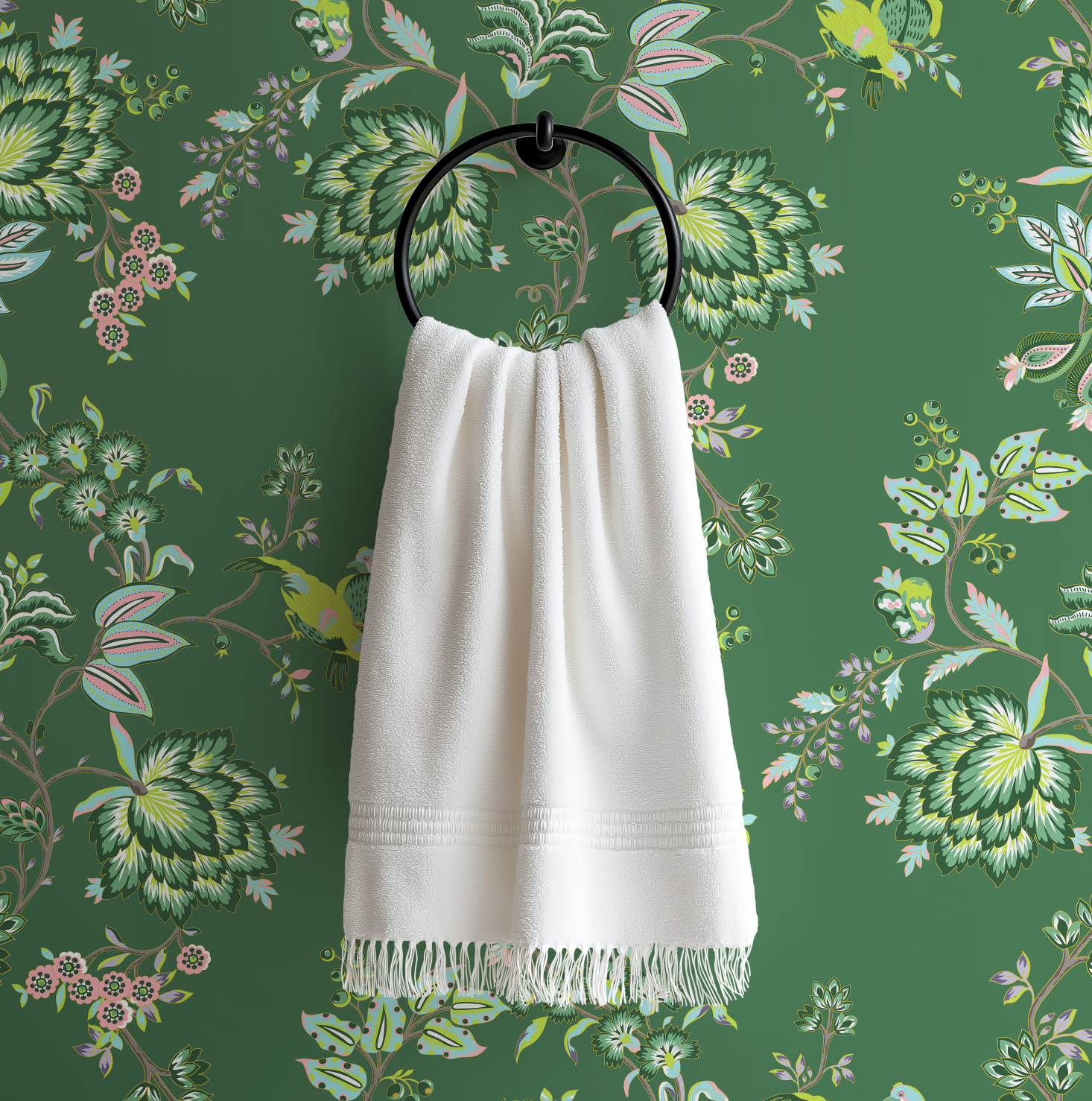 Bohemian Vines in Green - Wallpaper