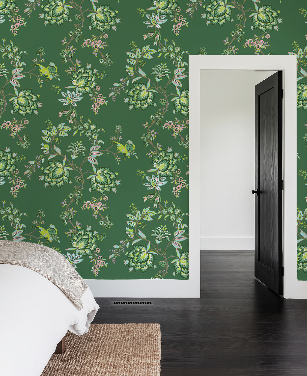 Bohemian Vines in Green - Wallpaper