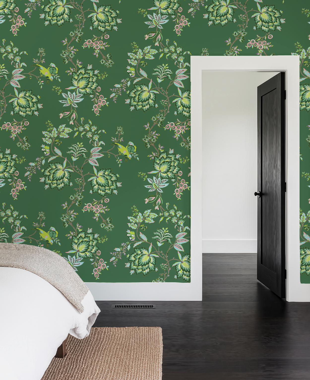 Bohemian Vines in Green - Wallpaper