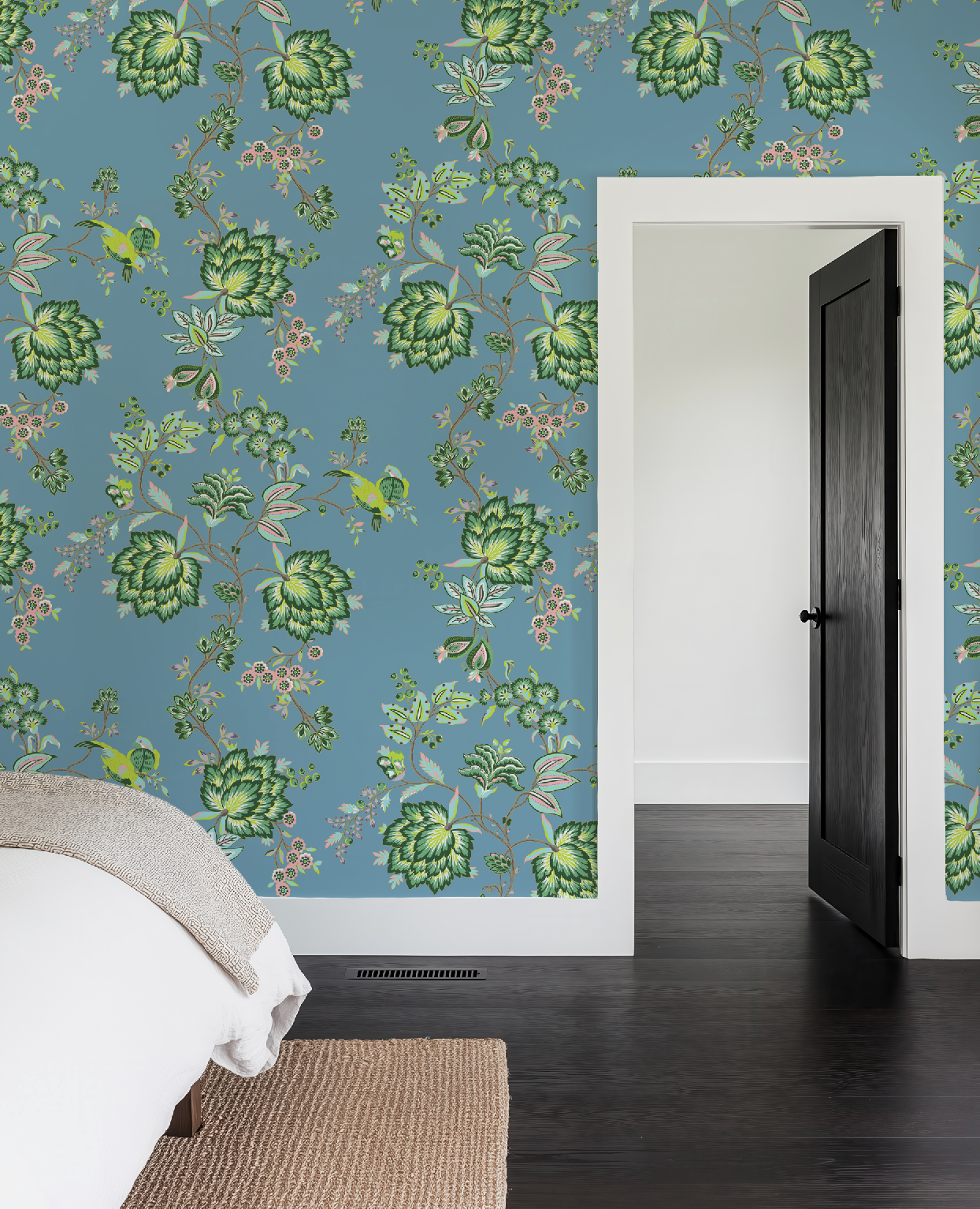 Bohemian Vines in Blue - Wallpaper