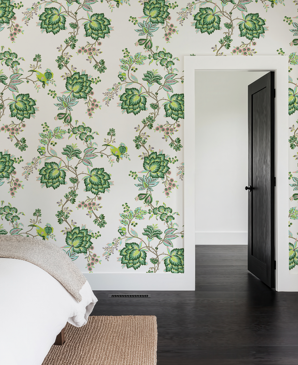 Bohemian Vines in White - Wallpaper
