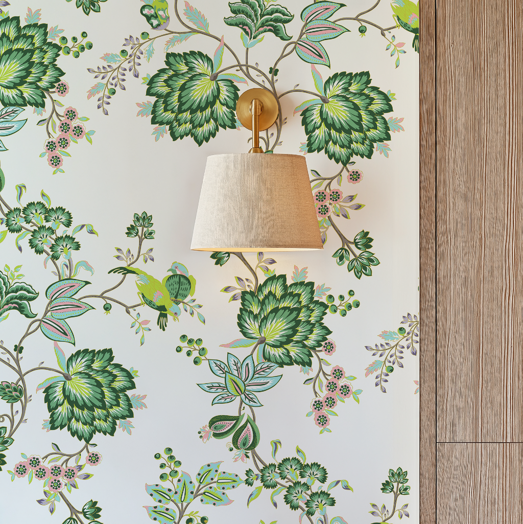 Bohemian Vines in White - Wallpaper
