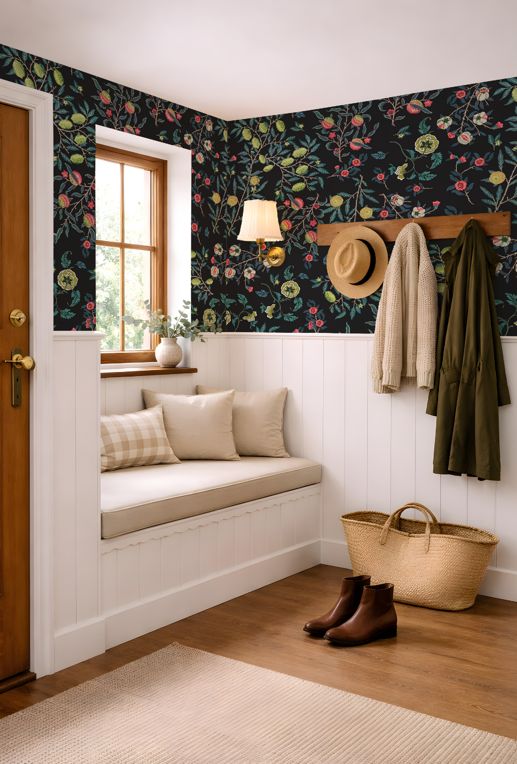 Vines William Morris Dark Botanical Charcoal - Wallpaper