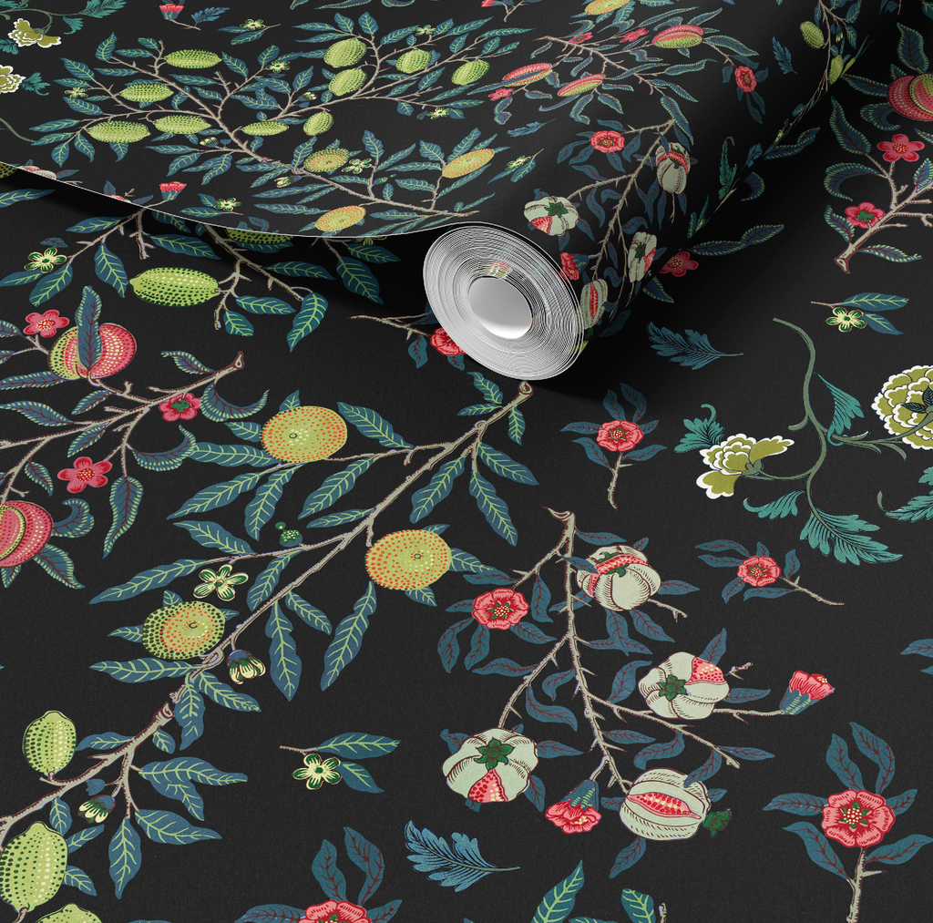Vines William Morris Dark Botanical Charcoal - Wallpaper
