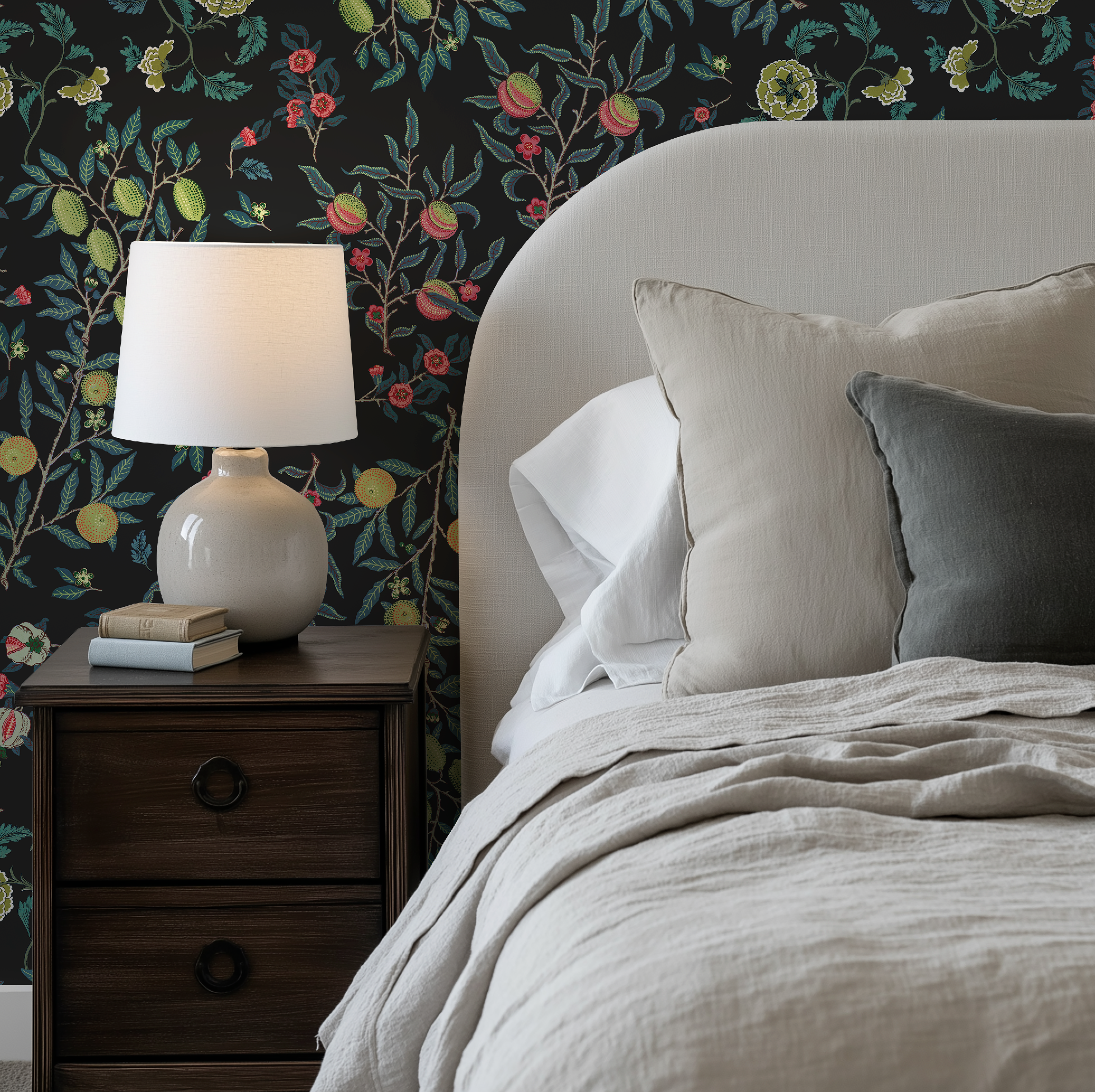 Vines William Morris Dark Botanical Charcoal - Wallpaper