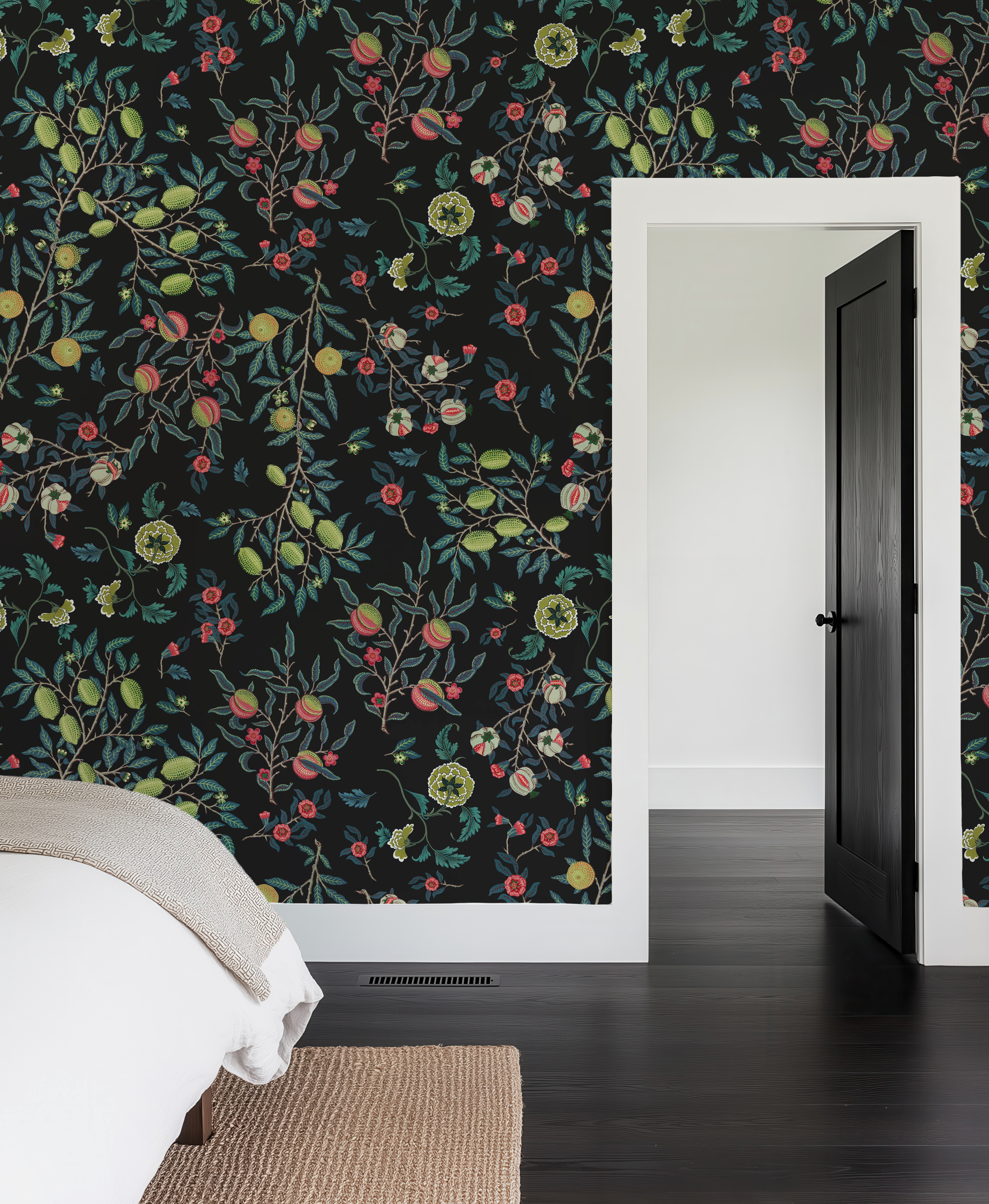 Vines William Morris Dark Botanical Charcoal - Wallpaper
