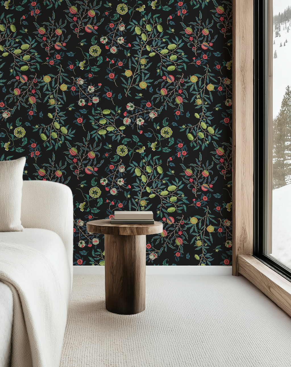 Vines William Morris Dark Botanical Charcoal - Wallpaper