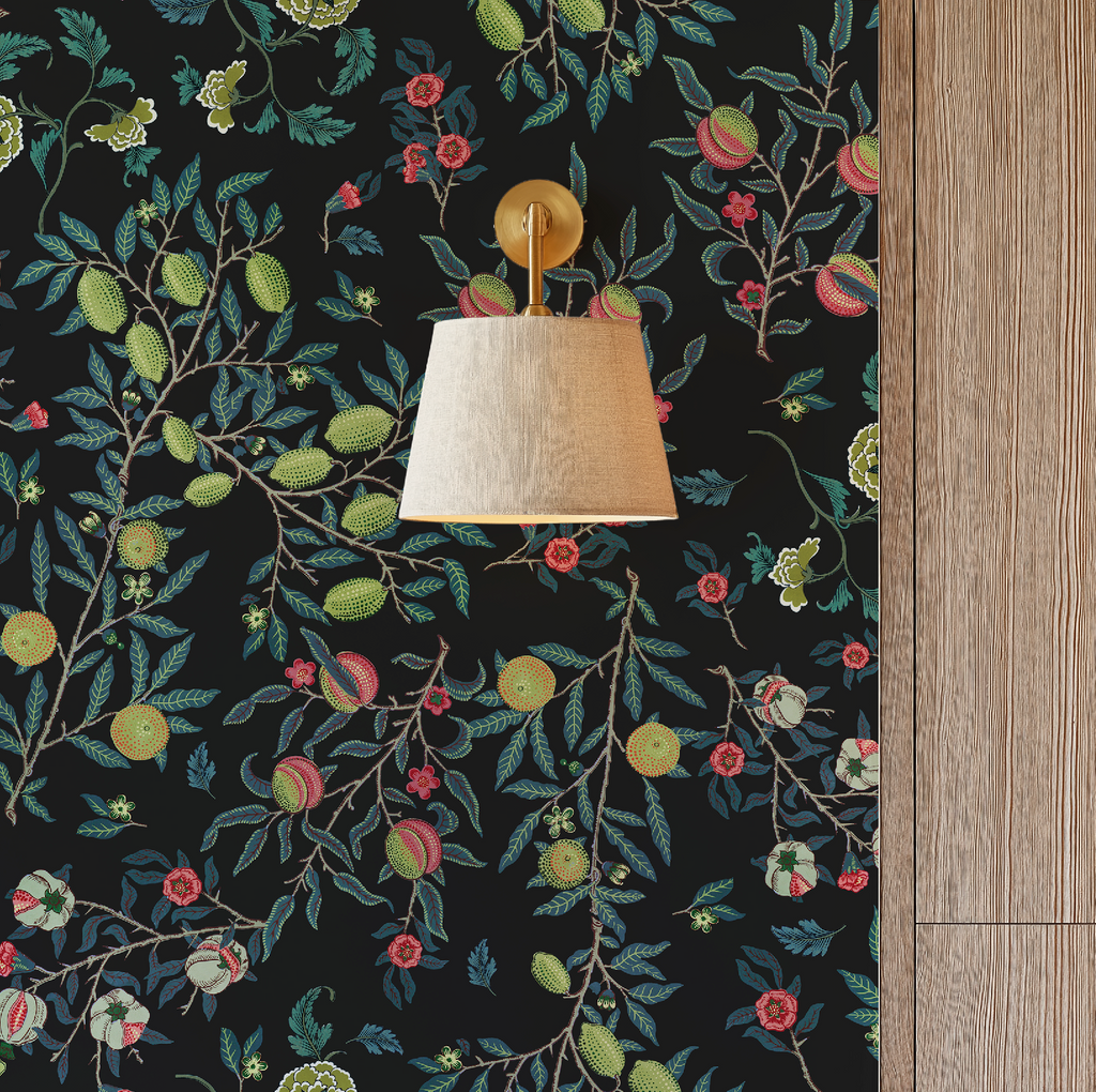 Vines William Morris Dark Botanical Charcoal - Wallpaper