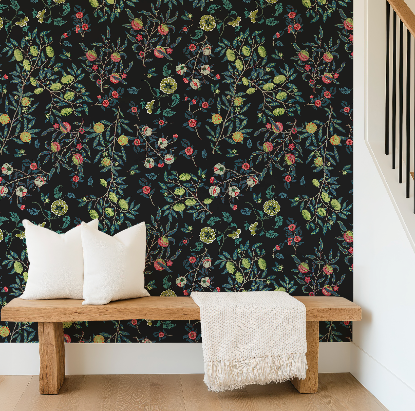 Vines William Morris Dark Botanical Charcoal - Wallpaper