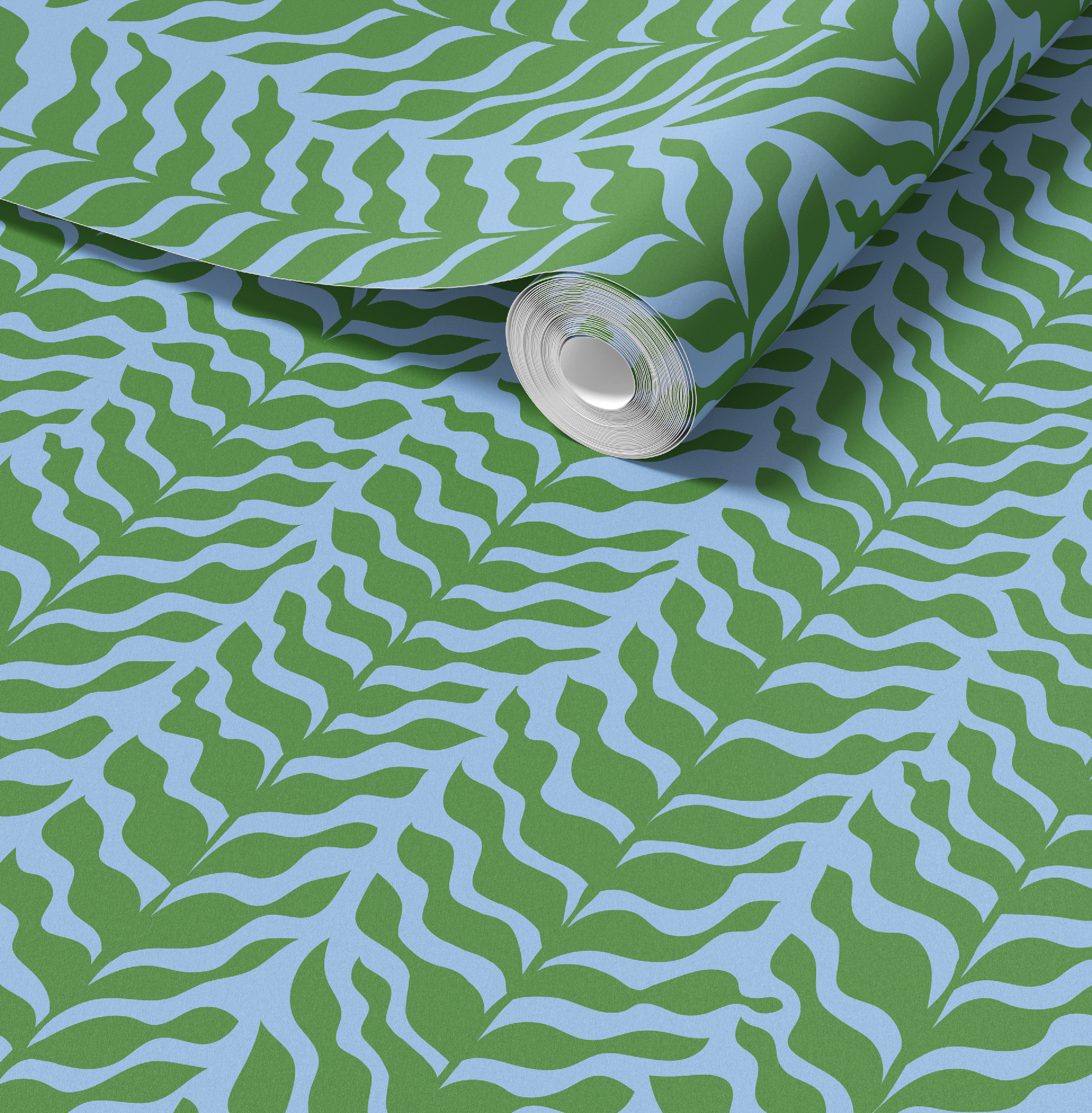Boho Garden Green & Blue Trellis Botanical Chinoiserie Style - Wallpaper