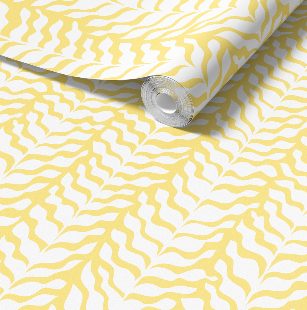 Boho Garden Yellow & White Trellis Botanical Chinoiserie Style - Wallpaper
