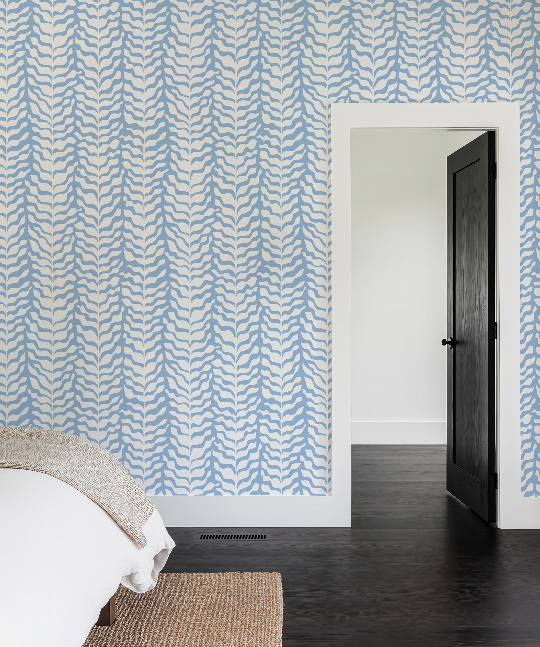 Boho Garden Blue Trellis Botanical - Wallpaper