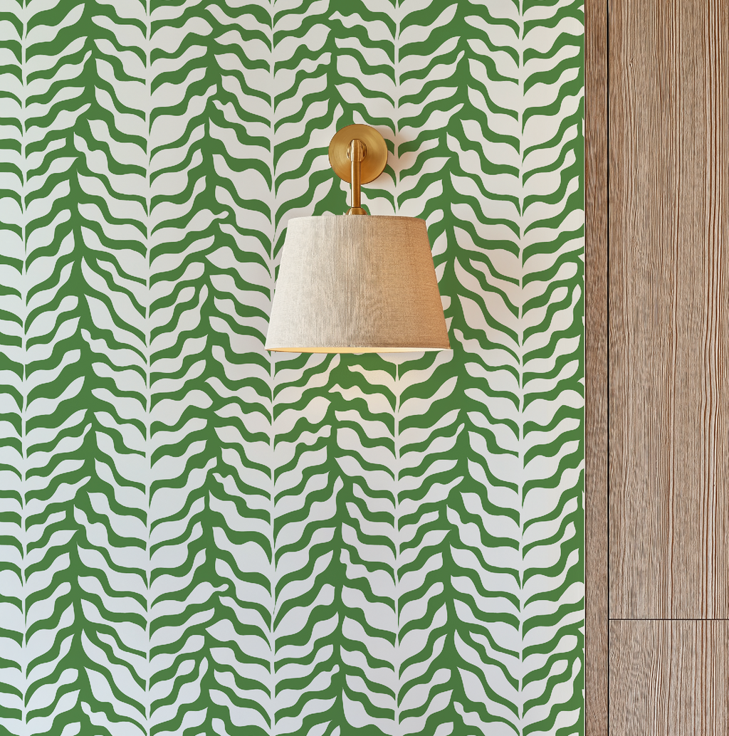 Boho Garden Green & White Botanical Chinoiserie Style - Wallpaper
