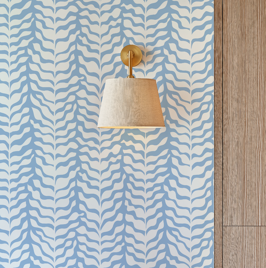 Boho Garden Blue Trellis Botanical - Wallpaper