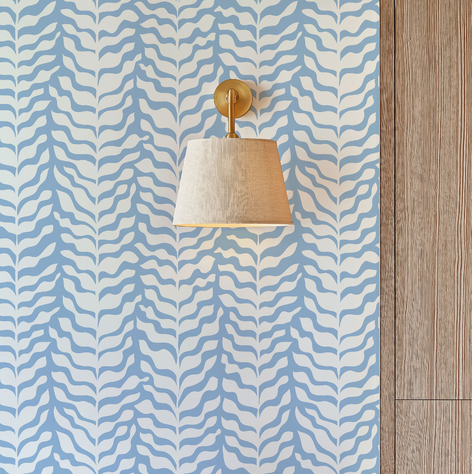 Boho Garden Blue Trellis Botanical - Wallpaper
