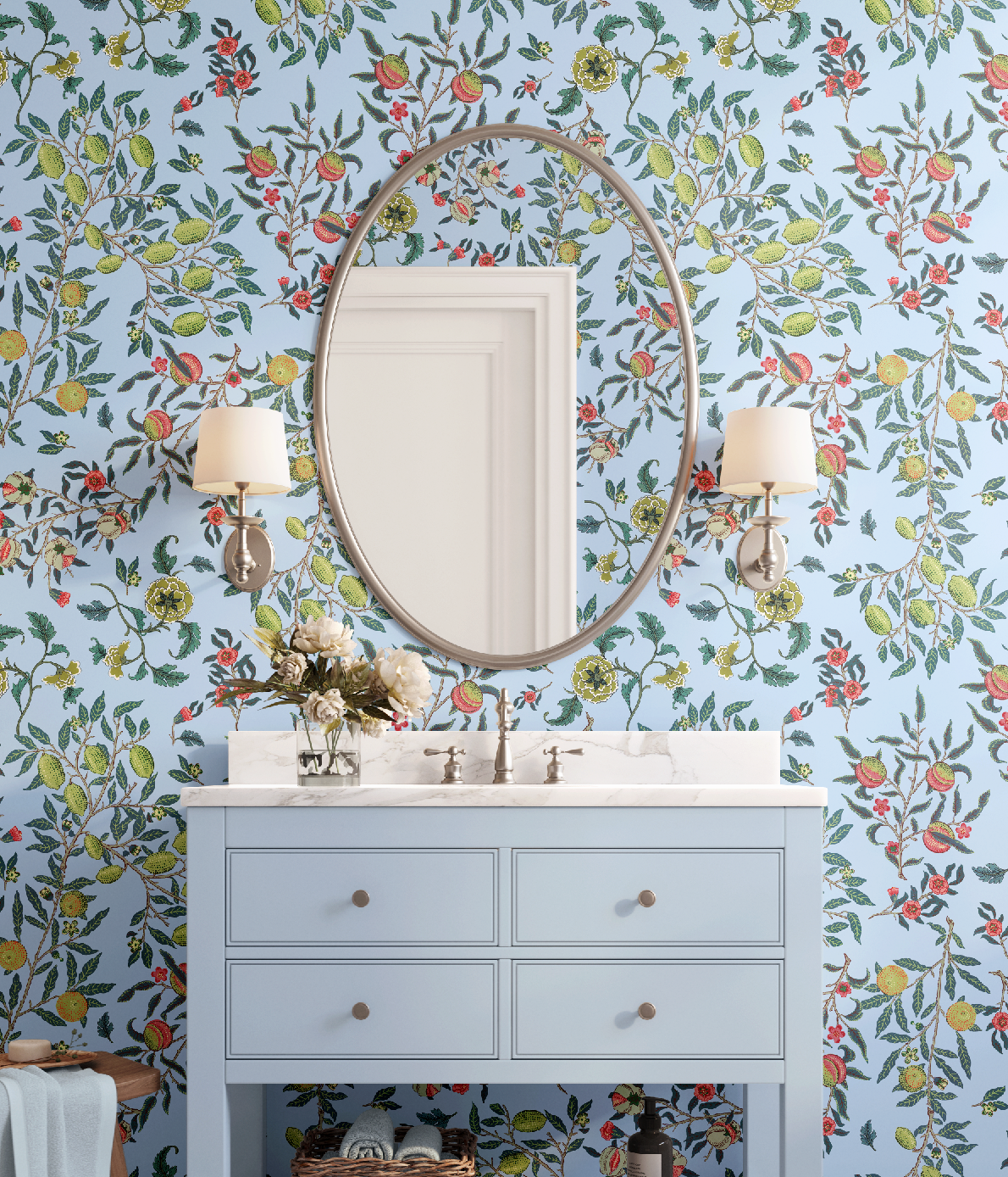 Vines William Morris Botanicals in Blue - Wallpaper