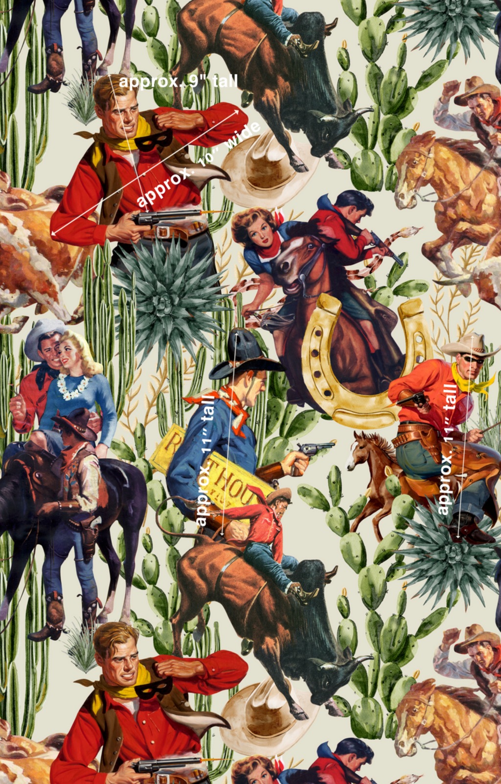 Retro Western Cowboy Ivory Wallpaper
