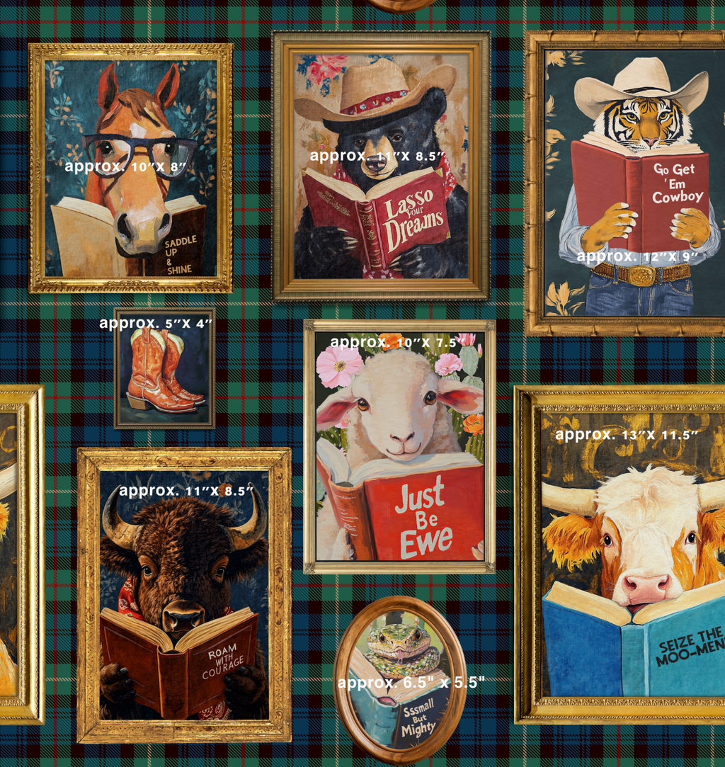 Animals Reading Western Cowboy Plaid Wallpaper