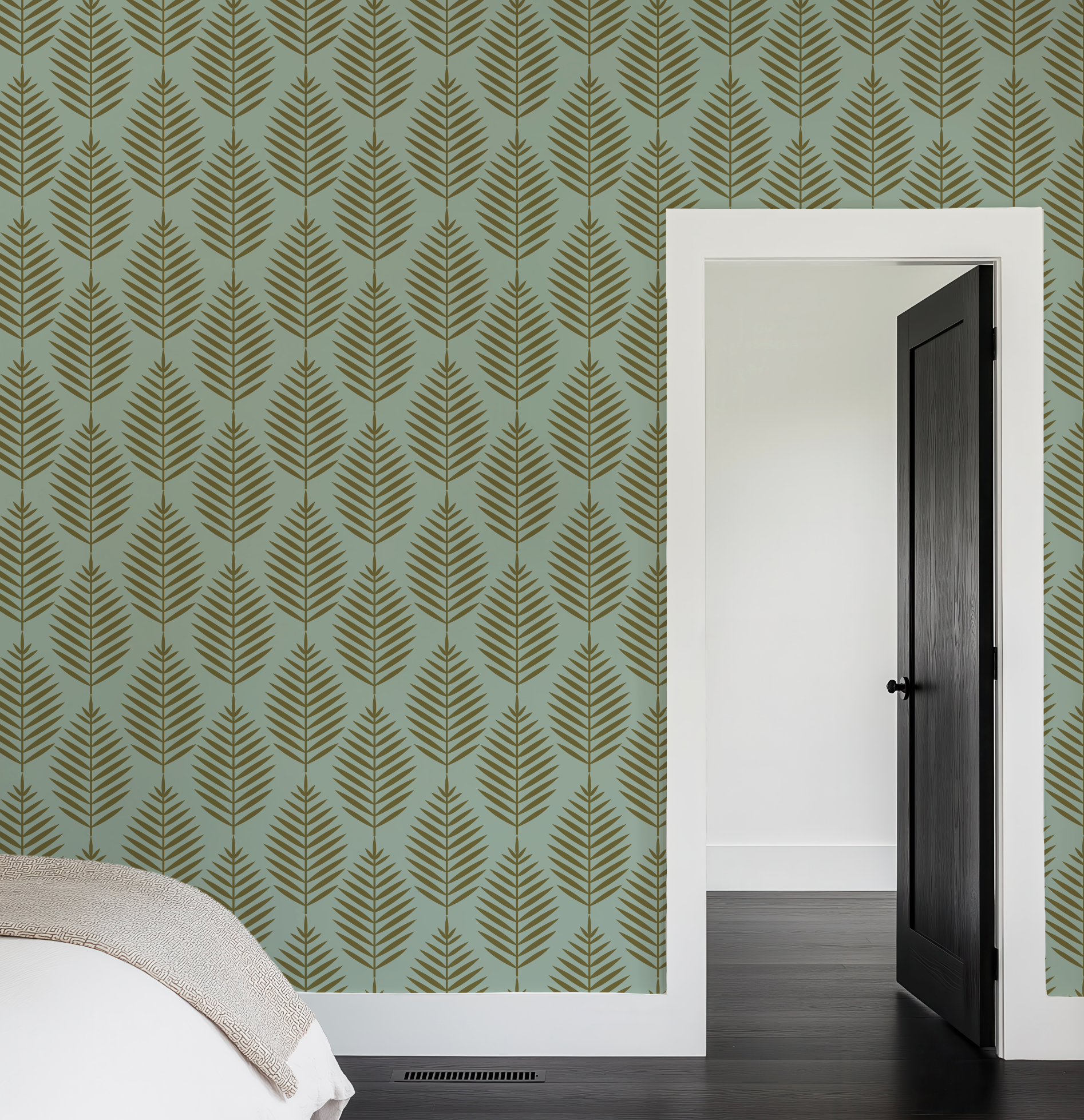 Palm Beach Leaf Gold and Green Wallpaper