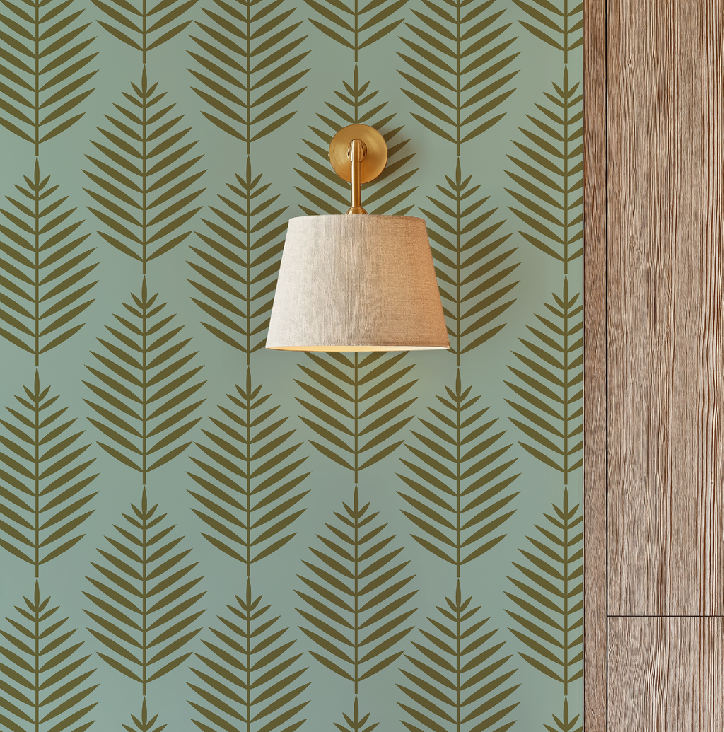 Palm Beach Leaf Gold and Green Wallpaper