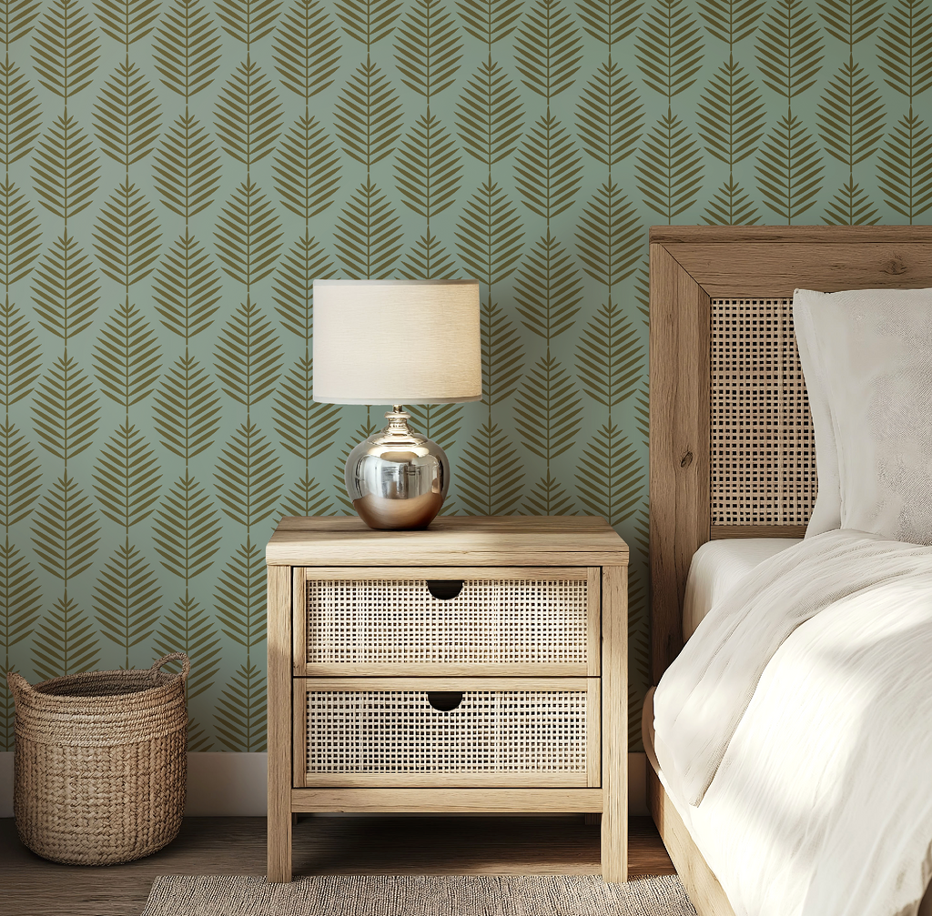 Palm Beach Leaf Gold and Green Wallpaper