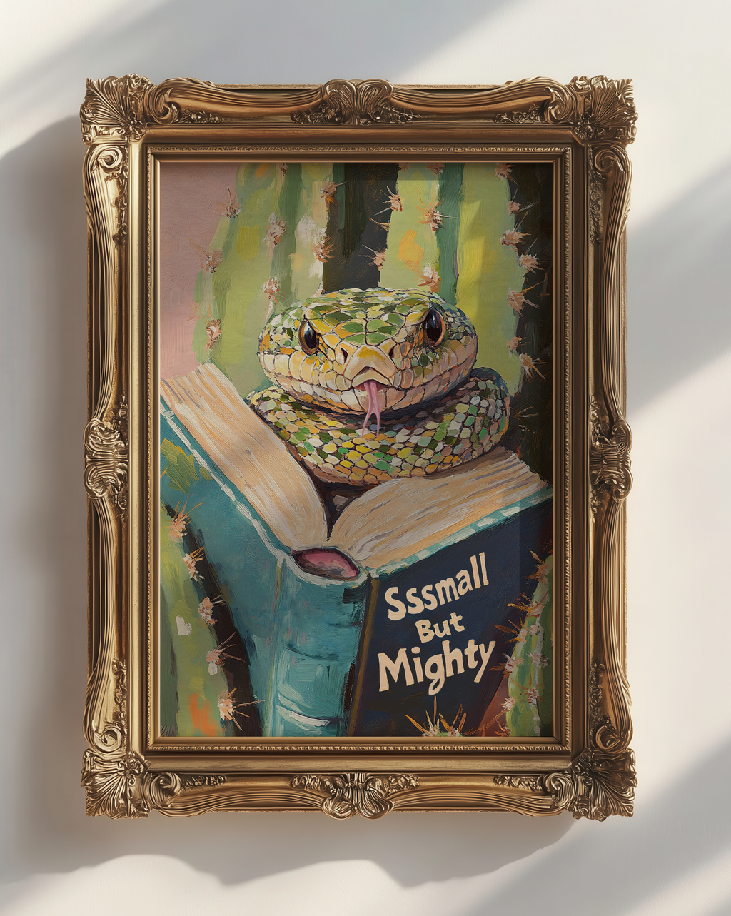 Snake Reading Book Wall Art, Sssmall But Mighty Print, Whimsical Animal Art, Book Lover Gift, Library Decor, Literary Wall Art