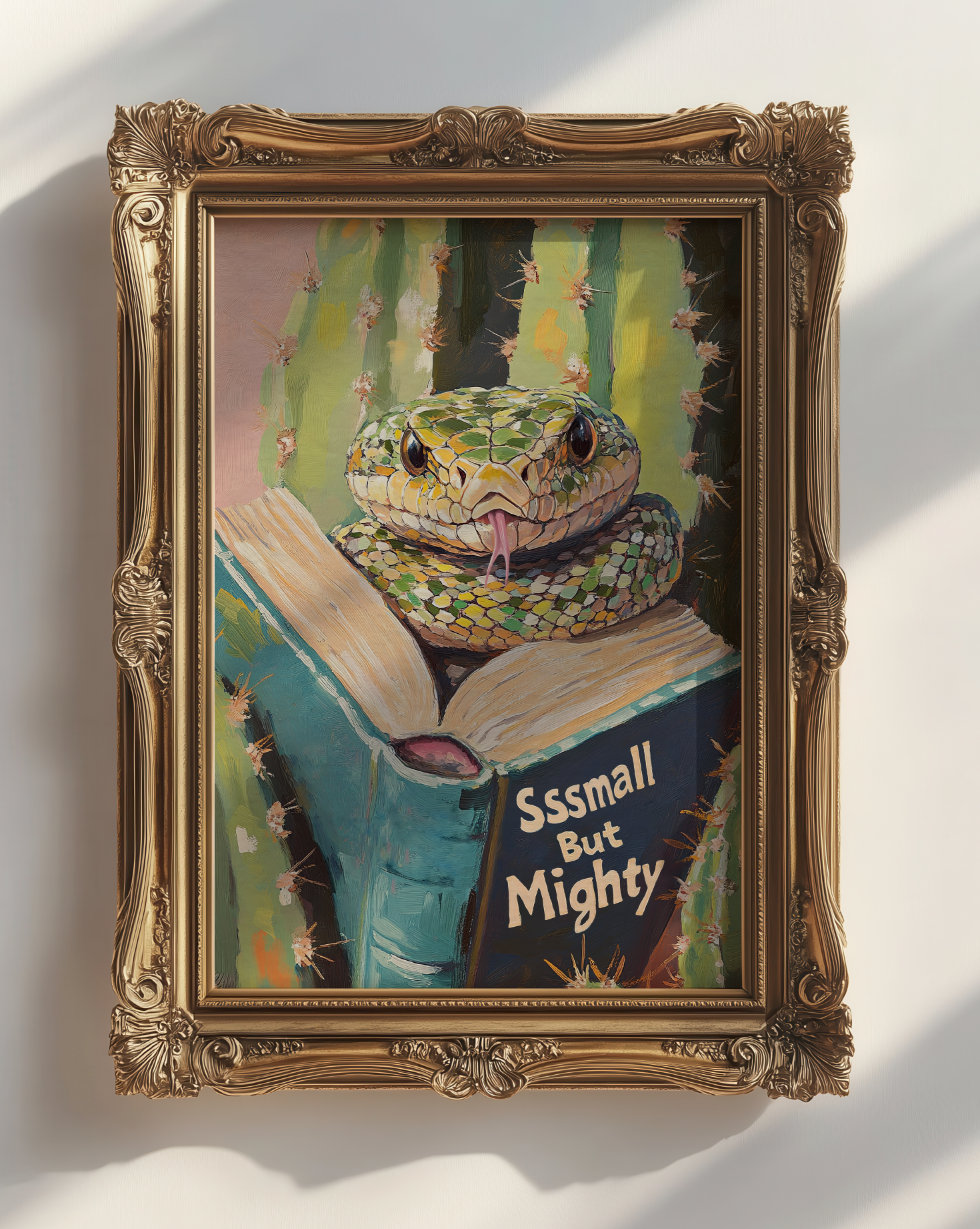 Snake Reading Book Wall Art, Sssmall But Mighty Print, Whimsical Animal Art, Book Lover Gift, Library Decor, Literary Wall Art