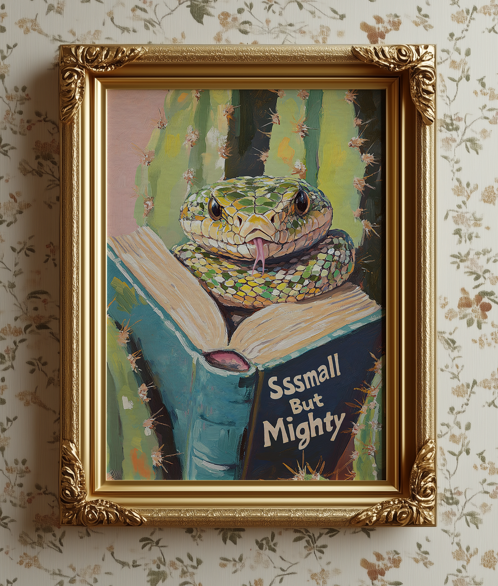 Snake Reading Book Wall Art, Sssmall But Mighty Print, Whimsical Animal Art, Book Lover Gift, Library Decor, Literary Wall Art