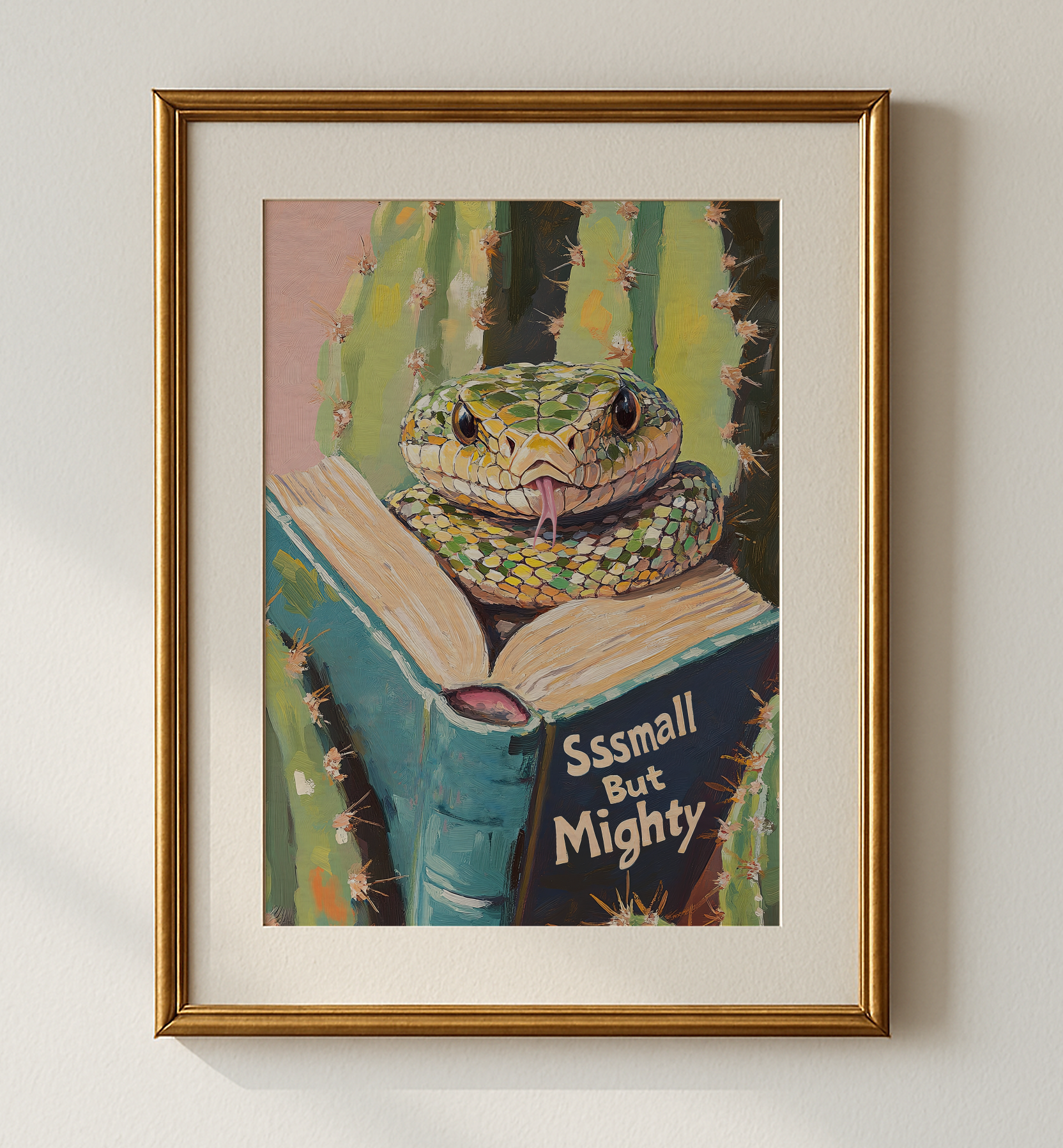 Snake Reading Book Wall Art, Sssmall But Mighty Print, Whimsical Animal Art, Book Lover Gift, Library Decor, Literary Wall Art