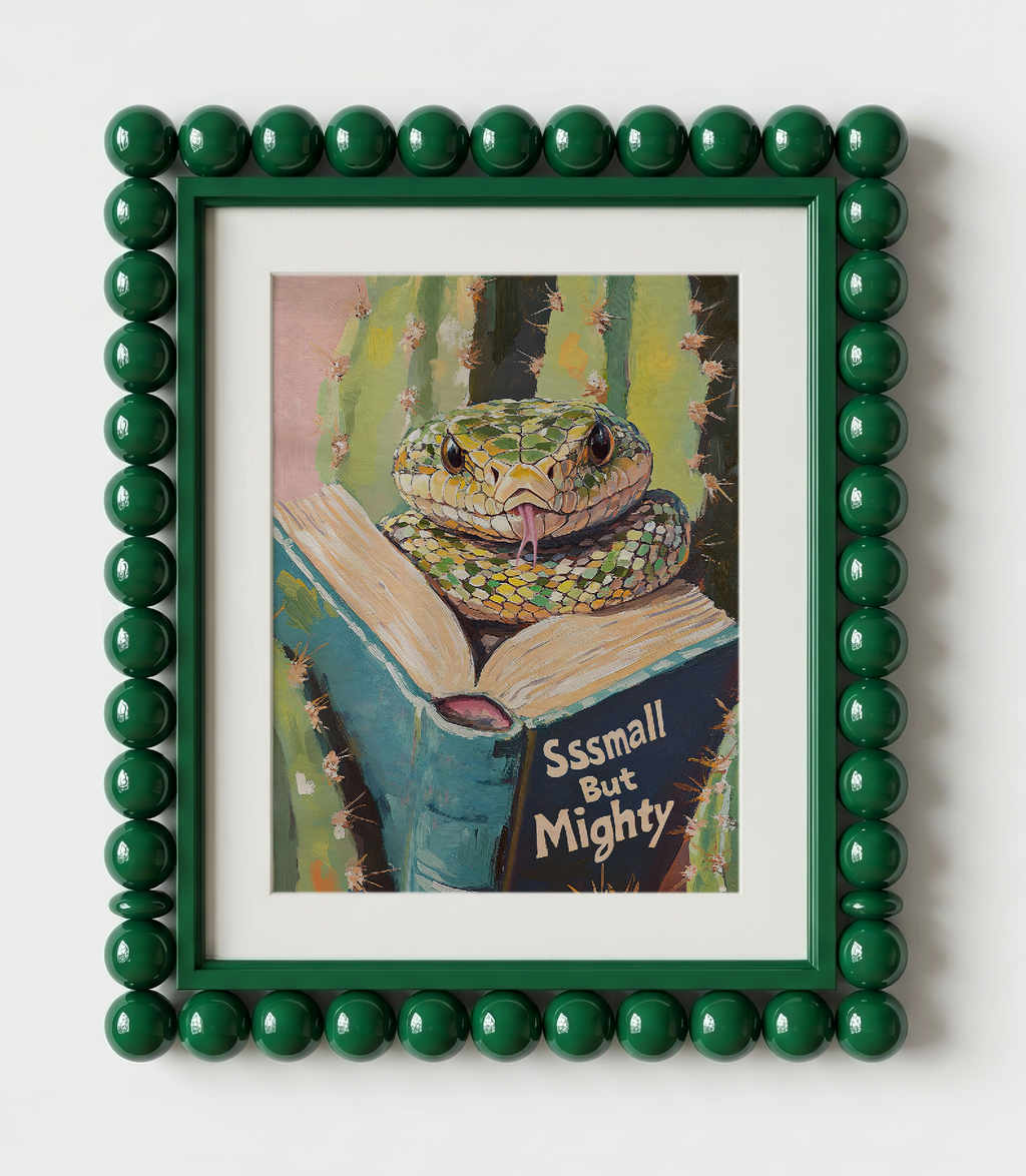Snake Reading Book Wall Art, Sssmall But Mighty Print, Whimsical Animal Art, Book Lover Gift, Library Decor, Literary Wall Art
