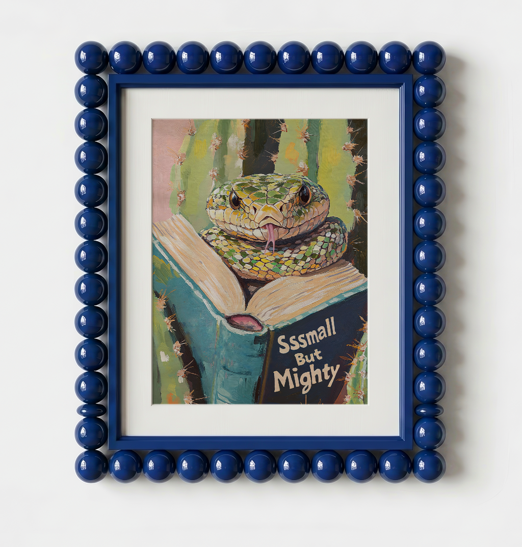 Snake Reading Book Wall Art, Sssmall But Mighty Print, Whimsical Animal Art, Book Lover Gift, Library Decor, Literary Wall Art