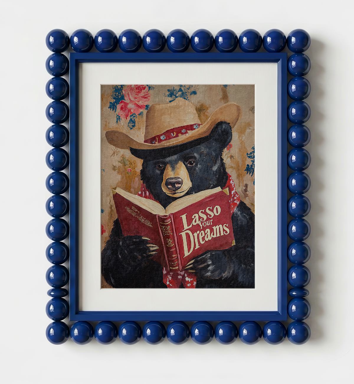 Bear Reading Book Wall Art, Lasso Your Dreams Print, Whimsical Bear Artwork, Rustic Cabin Decor, Book Lover Gift