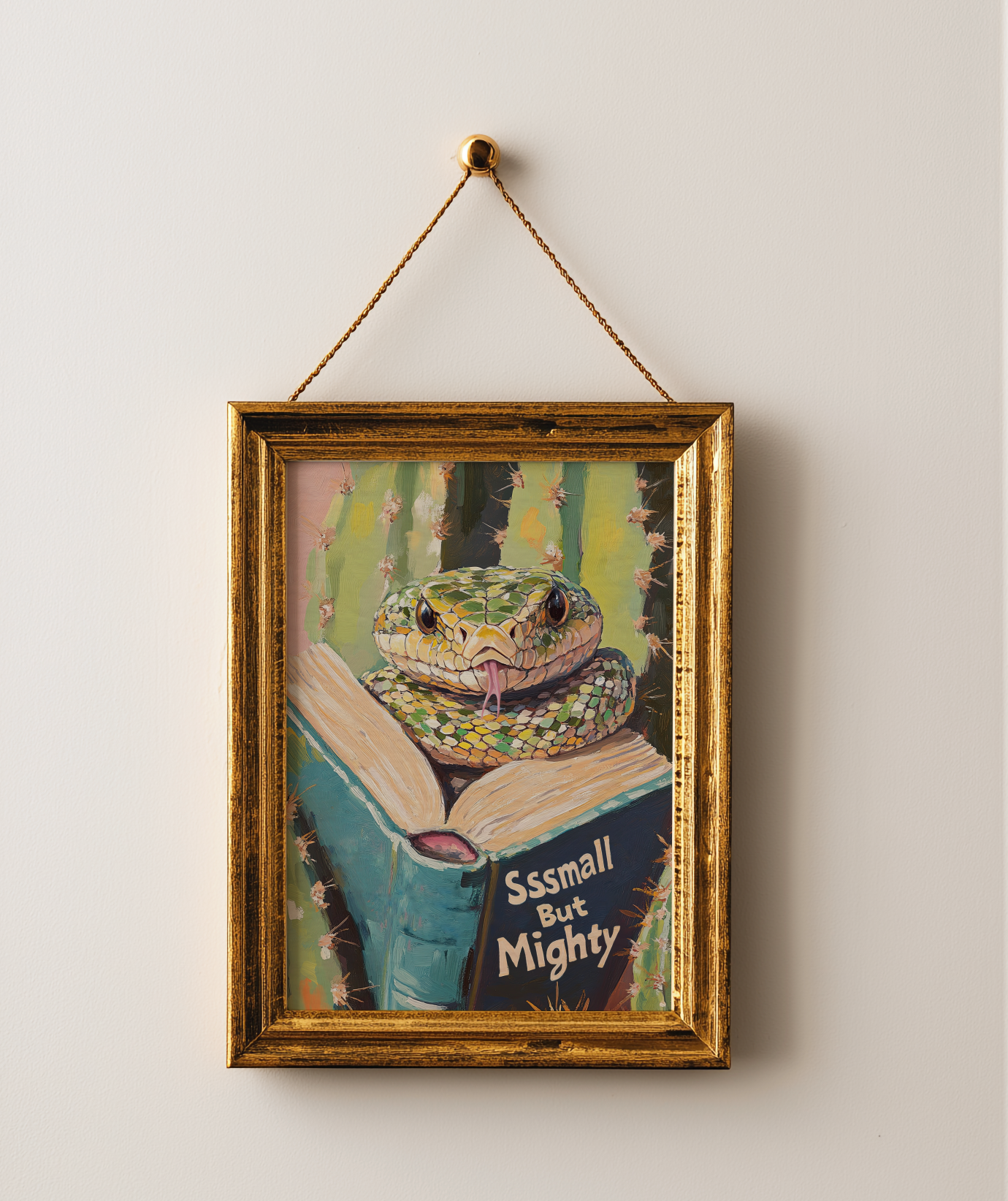 Snake Reading Book Wall Art, Sssmall But Mighty Print, Whimsical Animal Art, Book Lover Gift, Library Decor, Literary Wall Art