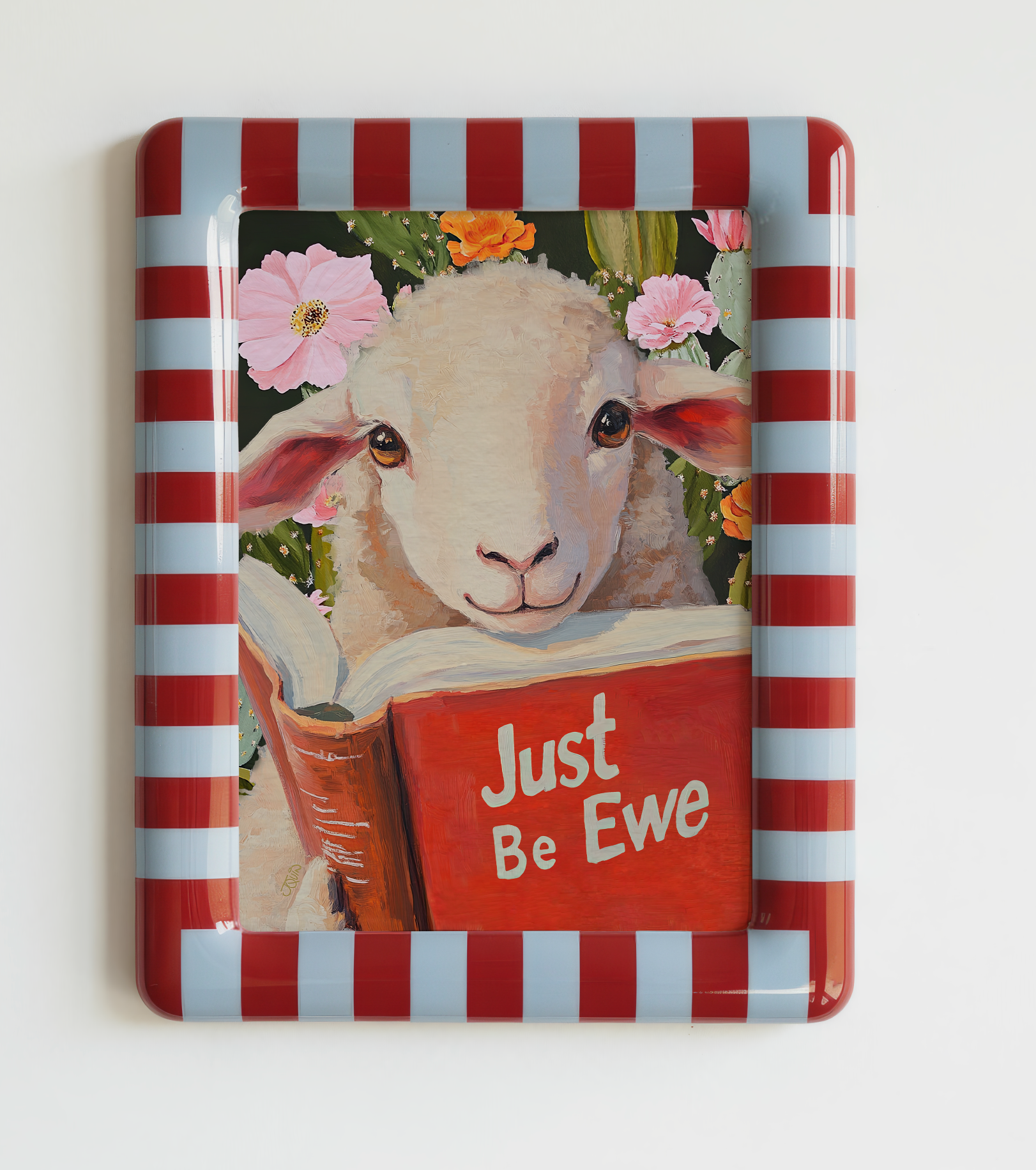 Sheep Reading Book Wall Art, Just Be Ewe Print, Lamb Wall Art, Whimsical Farm Animal Decor, Book Lover Gift