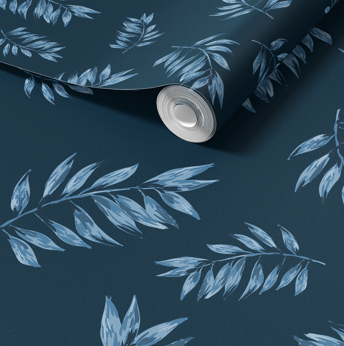 Blue Tropical Leaves for Whimsical Animals Reading Wallpaper
