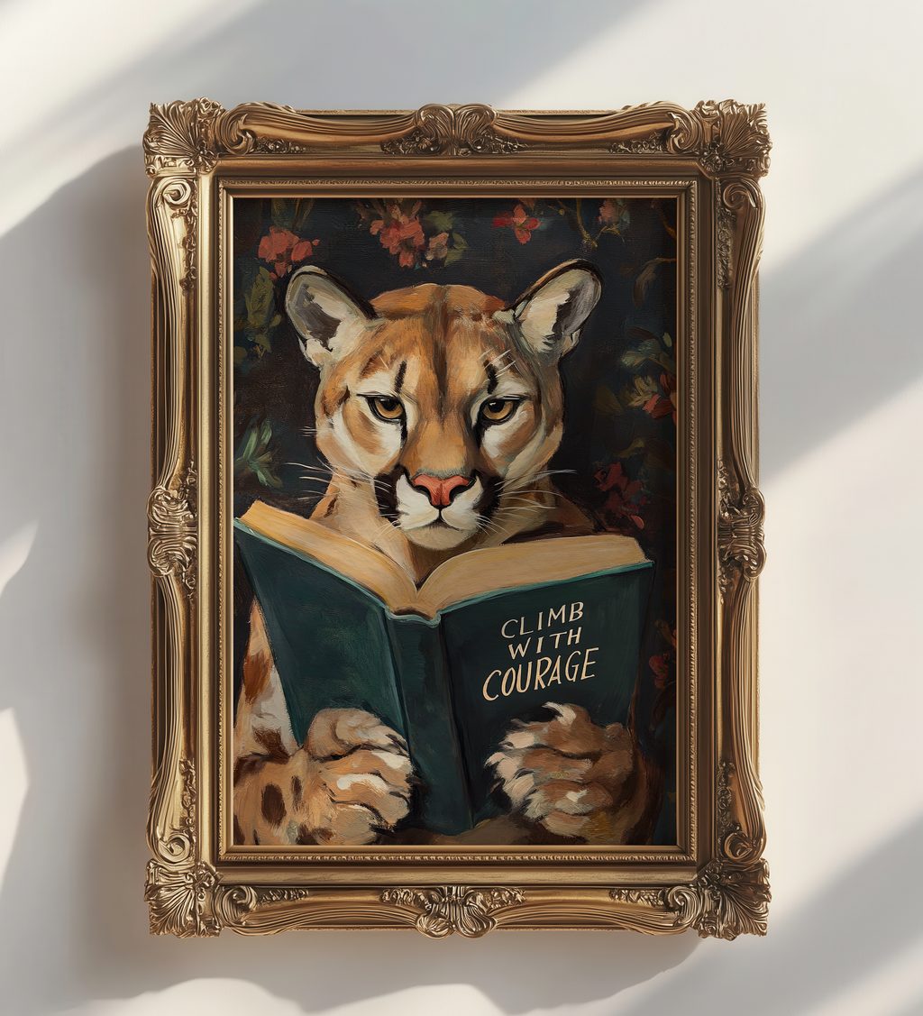 Cougar Climb with Courage Motivational Reading Print