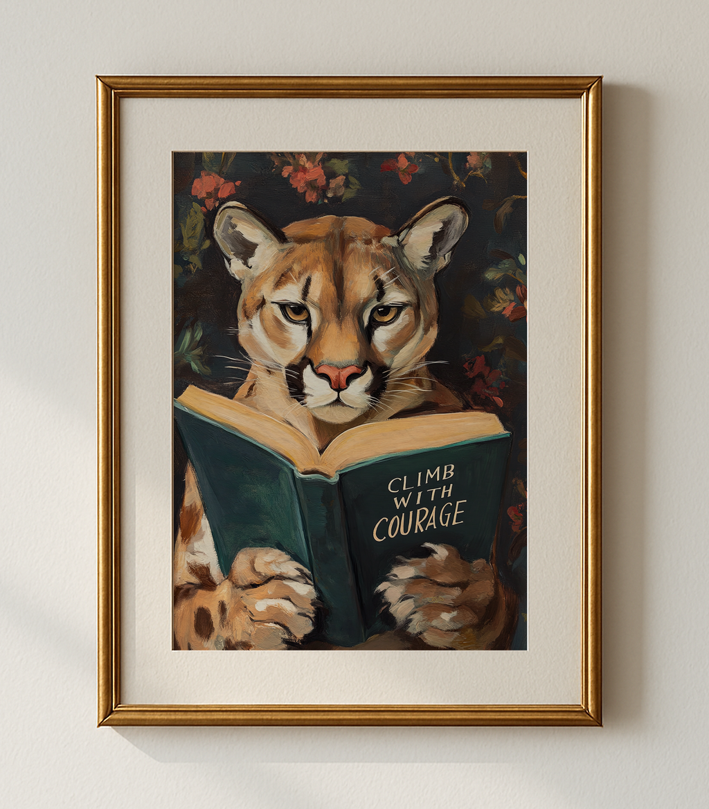 Cougar Climb with Courage Motivational Reading Print