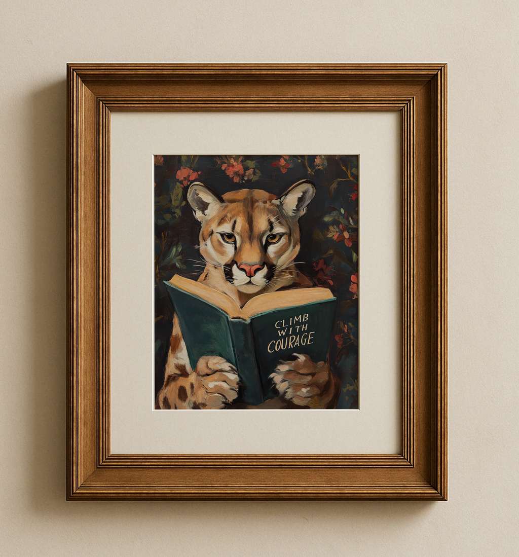 Cougar Climb with Courage Motivational Reading Print