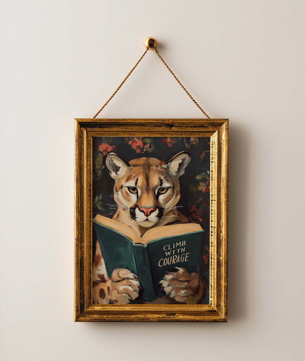 Cougar Climb with Courage Motivational Reading Print