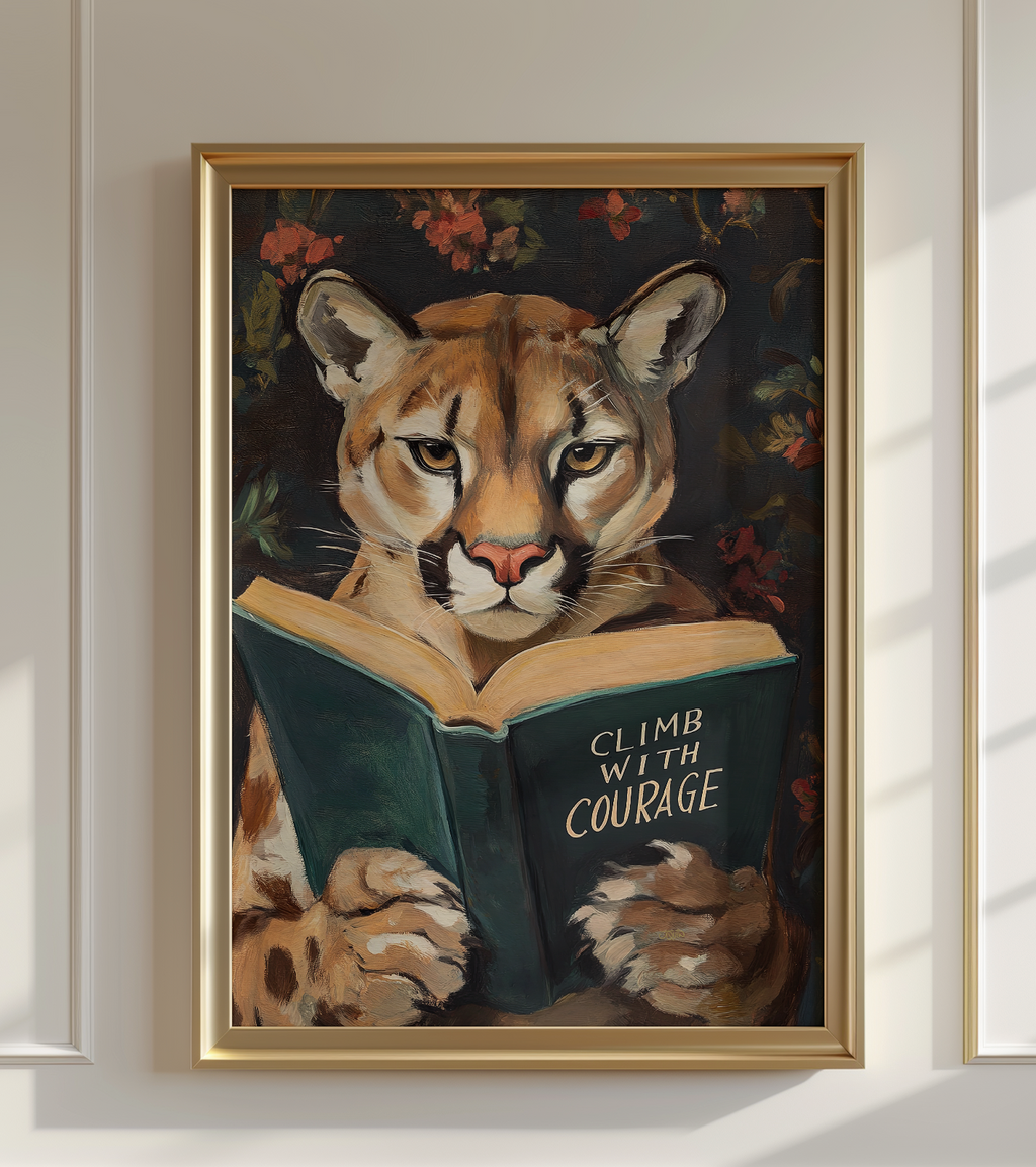 Cougar Climb with Courage Motivational Reading Print