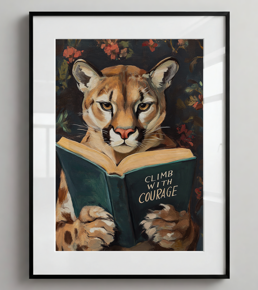 Cougar Climb with Courage Motivational Reading Print