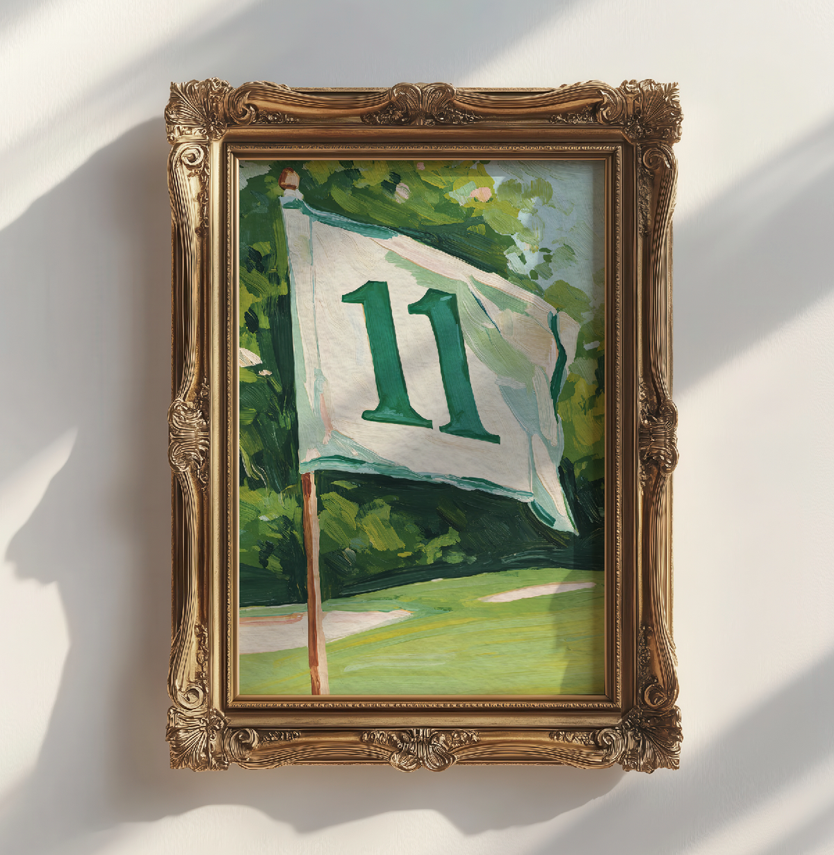 Hole 11 Golf Flag Art Print: Preppy Palm Beach Wall Decor for Country Club, Bar, Office, or Lounge