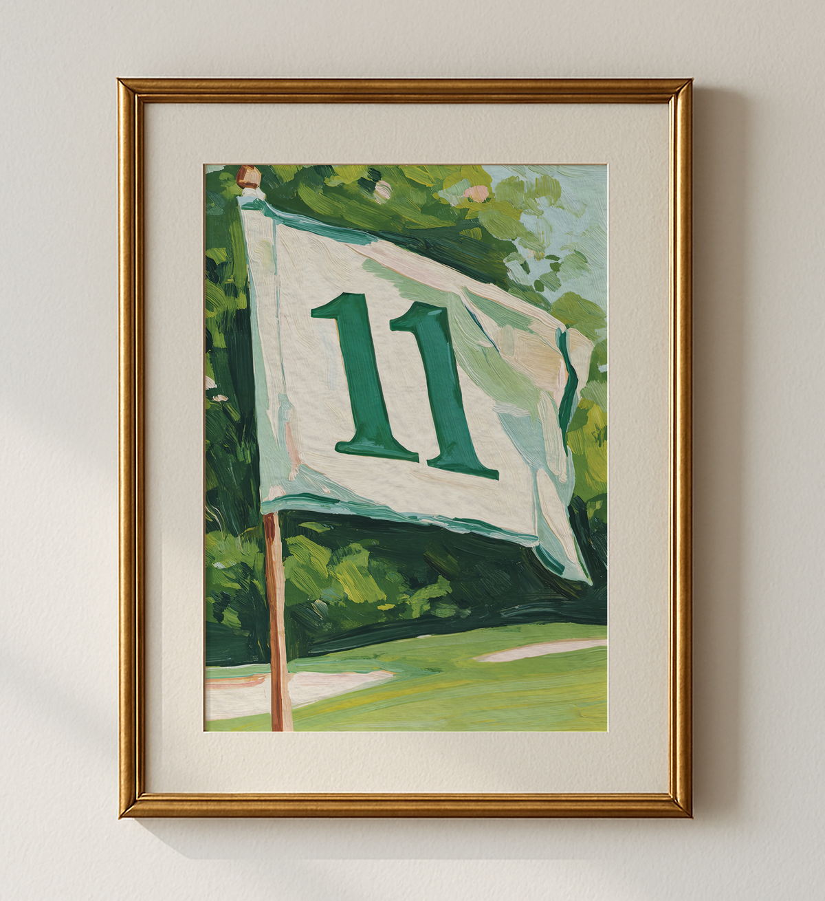 Hole 11 Golf Flag Art Print: Preppy Palm Beach Wall Decor for Country Club, Bar, Office, or Lounge