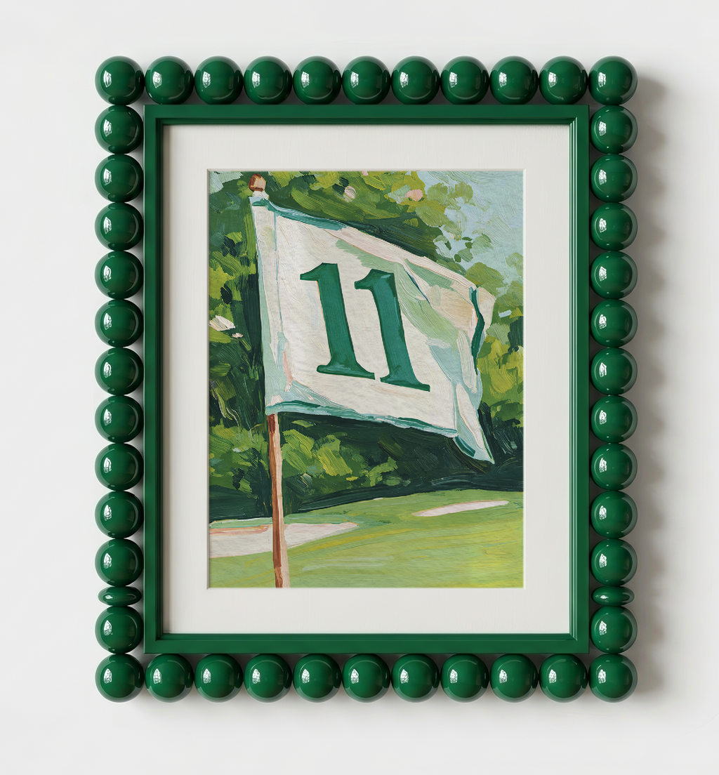 Hole 11 Golf Flag Art Print: Preppy Palm Beach Wall Decor for Country Club, Bar, Office, or Lounge