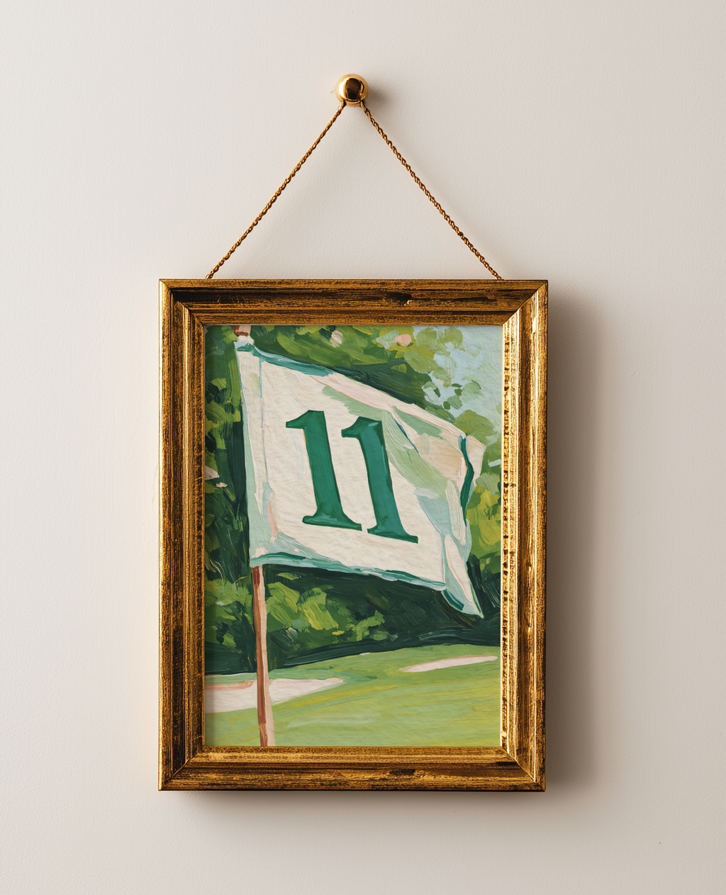Hole 11 Golf Flag Art Print: Preppy Palm Beach Wall Decor for Country Club, Bar, Office, or Lounge
