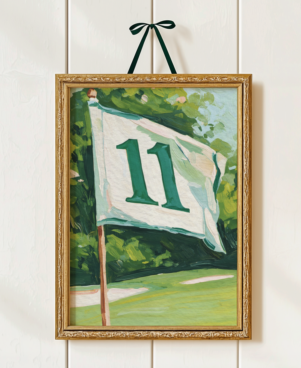 Hole 11 Golf Flag Art Print: Preppy Palm Beach Wall Decor for Country Club, Bar, Office, or Lounge