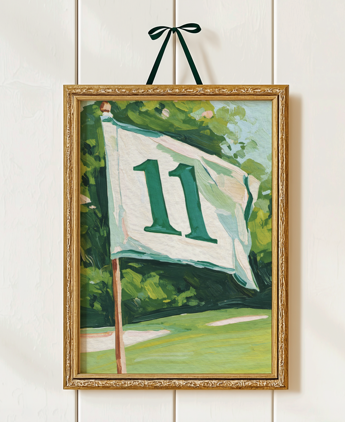 Hole 11 Golf Flag Art Print: Preppy Palm Beach Wall Decor for Country Club, Bar, Office, or Lounge