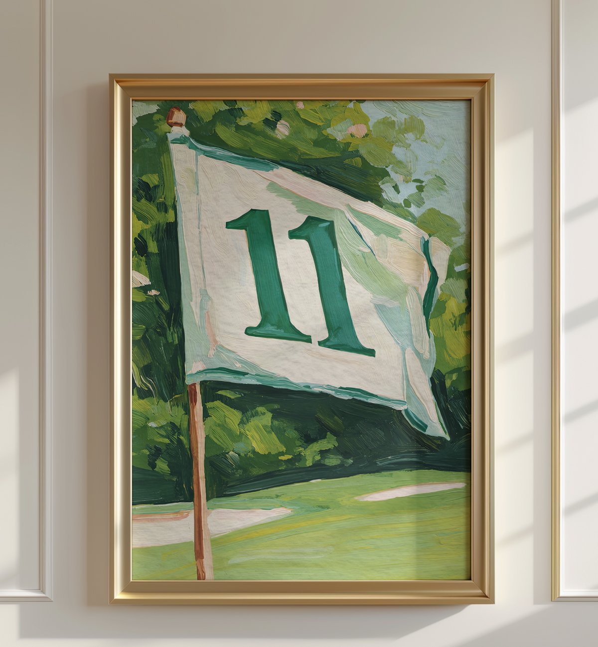 Hole 11 Golf Flag Art Print: Preppy Palm Beach Wall Decor for Country Club, Bar, Office, or Lounge
